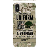 PERSONALIZED MY TIME IN UNIFORM IS OVER BUT BEING A VETERAN NEVER ENDS PHONECASE TNTN2110