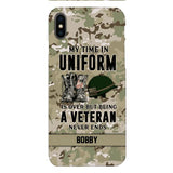 PERSONALIZED MY TIME IN UNIFORM IS OVER BUT BEING A VETERAN NEVER ENDS PHONECASE TNTN2110