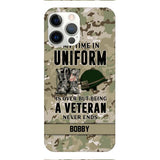 PERSONALIZED MY TIME IN UNIFORM IS OVER BUT BEING A VETERAN NEVER ENDS PHONECASE TNTN2110