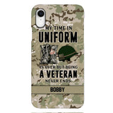 PERSONALIZED MY TIME IN UNIFORM IS OVER BUT BEING A VETERAN NEVER ENDS PHONECASE TNTN2110
