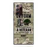 PERSONALIZED MY TIME IN UNIFORM IS OVER BUT BEING A VETERAN NEVER ENDS PHONECASE TNTN2110