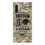 PERSONALIZED MY TIME IN UNIFORM IS OVER BUT BEING A VETERAN NEVER ENDS PHONECASE TNTN2110