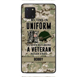 PERSONALIZED MY TIME IN UNIFORM IS OVER BUT BEING A VETERAN NEVER ENDS PHONECASE TNTN2110