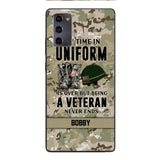 PERSONALIZED MY TIME IN UNIFORM IS OVER BUT BEING A VETERAN NEVER ENDS PHONECASE TNTN2110