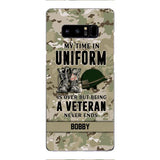 PERSONALIZED MY TIME IN UNIFORM IS OVER BUT BEING A VETERAN NEVER ENDS PHONECASE TNTN2110