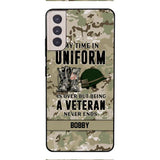 PERSONALIZED MY TIME IN UNIFORM IS OVER BUT BEING A VETERAN NEVER ENDS PHONECASE TNTN2110