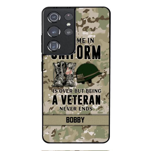 PERSONALIZED MY TIME IN UNIFORM IS OVER BUT BEING A VETERAN NEVER ENDS PHONECASE TNTN2110