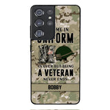PERSONALIZED MY TIME IN UNIFORM IS OVER BUT BEING A VETERAN NEVER ENDS PHONECASE TNTN2110