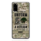 PERSONALIZED MY TIME IN UNIFORM IS OVER BUT BEING A VETERAN NEVER ENDS PHONECASE TNTN2110