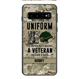 PERSONALIZED MY TIME IN UNIFORM IS OVER BUT BEING A VETERAN NEVER ENDS PHONECASE TNTN2110