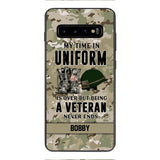 PERSONALIZED MY TIME IN UNIFORM IS OVER BUT BEING A VETERAN NEVER ENDS PHONECASE TNTN2110