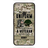 PERSONALIZED MY TIME IN UNIFORM IS OVER BUT BEING A VETERAN NEVER ENDS PHONECASE TNTN2110