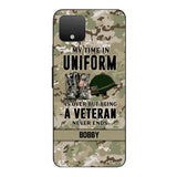 PERSONALIZED MY TIME IN UNIFORM IS OVER BUT BEING A VETERAN NEVER ENDS PHONECASE TNTN2110