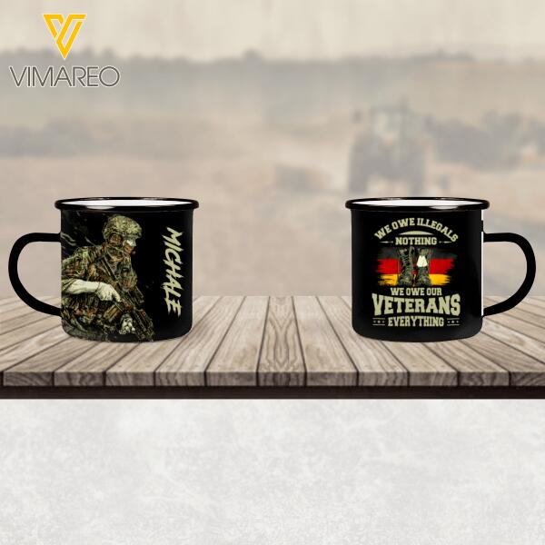 PERSONALIZED GERMAN VETERANS STEEL MUG 12OZ 3D PRINTED OCT-MA26