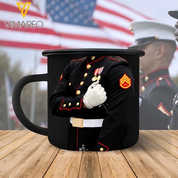 PERSONALIZED USMC STEEL MUG 12OZ 3D PRINTED NOV-DT02
