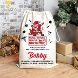 Personalized Nurse Service From The North Pole Drawstring Santa Sacks Bag Printed NOV-MQ03