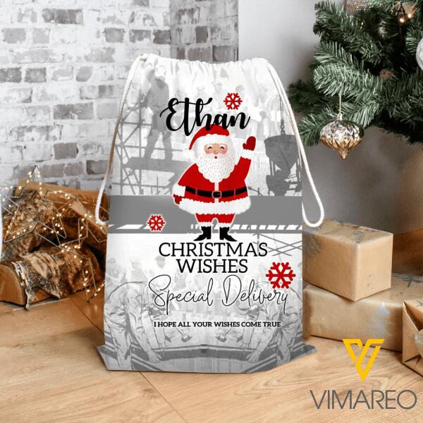 Personalized Ironworker Drawstring Santa Sacks Bag Printed NOV-QH03
