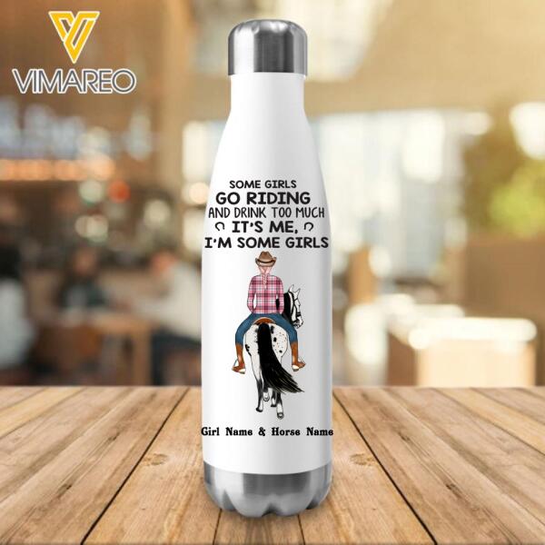 Personalized Gift For Horse Lover Girls Go Riding And Drink Too Much Insulated Water Bottle NOV-HQ06