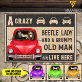 Personalized A Crazy Beetle Lady And Grumpy Old Man Live Here Christmas Doormat Printed NOV-QH12