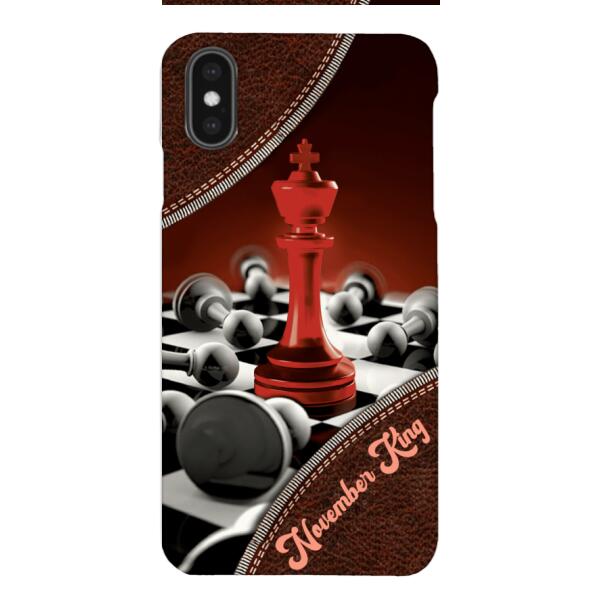 PERSONALIZED CHESS KING OR QUEEN WITH BIRTH MONTH PHONECASE QTTQ1611