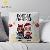 PERSONALIZED DOUBLE TROUBLE  CHRISTMAS PILLOW PRINTED QTDT0412