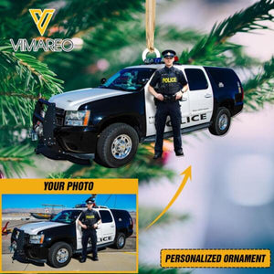 PERSONALIZED POLICE PHOTO HANGING ORNAMENT QTDT0812