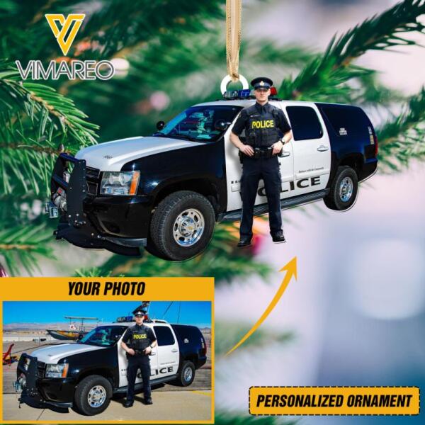 PERSONALIZED POLICE PHOTO HANGING ORNAMENT QTDT0812