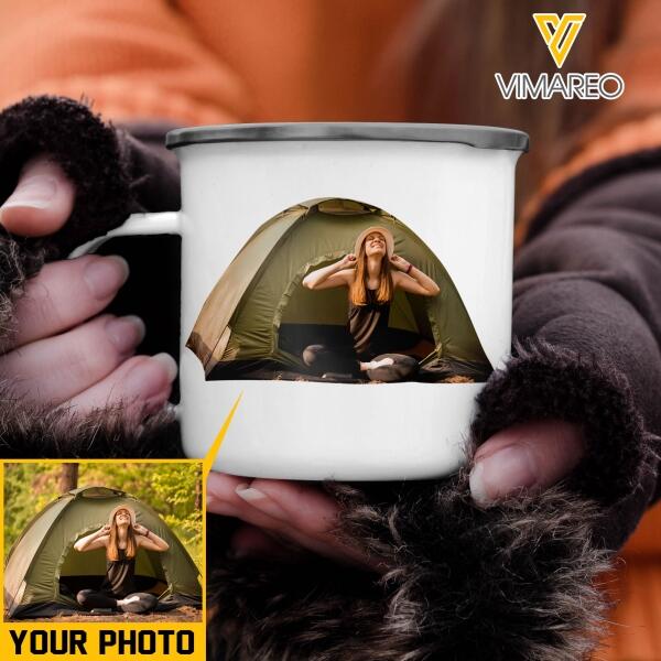 PERSONALIZED CAMPING PHOTO STEEL MUG 12OZ 3D PRINTED DEC-HQ09