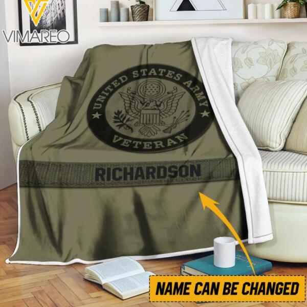 Personalized U.S Veterans Camo Quilt Blanket Printed  DEC-DT11
