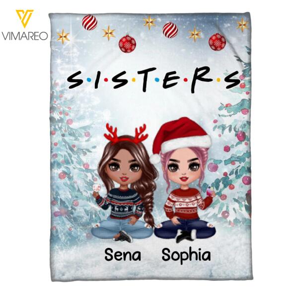 PERSONALIZED SISTERS CHRISTMAS QUILT BLANKET PRINTED QTDT2012