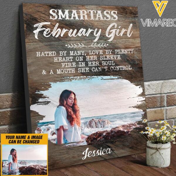 Personalized Smartass February Girl Canvas Printed DEC-DT21