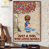 PERSONALIZED JUST A GIRL WHO LOVES BOOKS CANVAS TNTQ1201