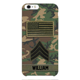 Personalized U.S Army Rank Camo Phone Case 22JAN-DT21