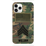 Personalized U.S Army Rank Camo Phone Case 22JAN-DT21