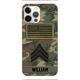 Personalized U.S Army Rank Camo Phone Case 22JAN-DT21