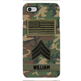 Personalized U.S Army Rank Camo Phone Case 22JAN-DT21