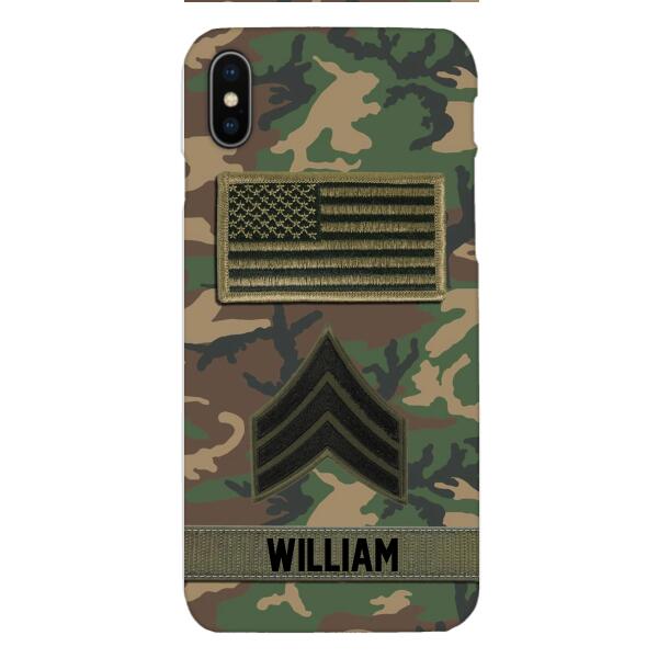 Personalized U.S Army Rank Camo Phone Case 22JAN-DT21
