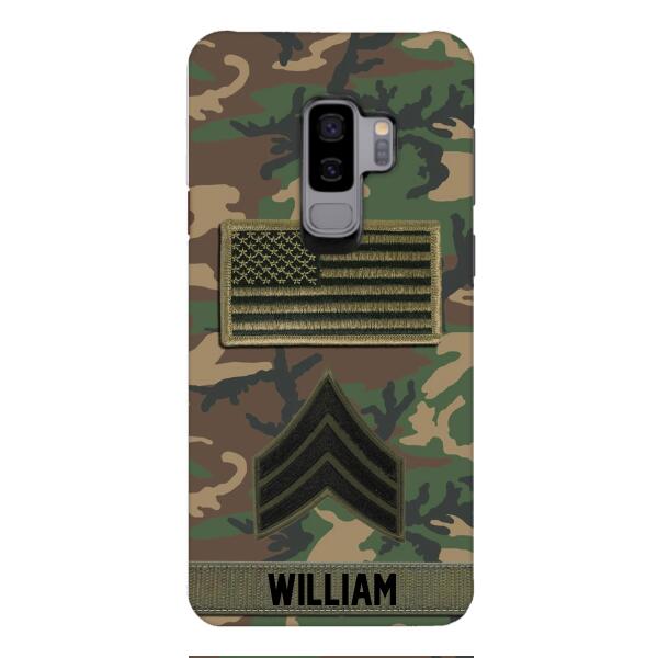 Personalized U.S Army Rank Camo Phone Case 22JAN-DT21