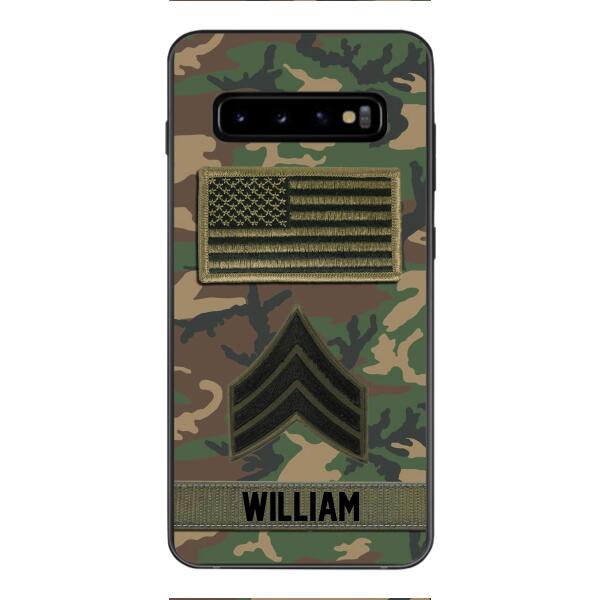 Personalized U.S Army Rank Camo Phone Case 22JAN-DT21