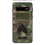 Personalized U.S Army Rank Camo Phone Case 22JAN-DT21