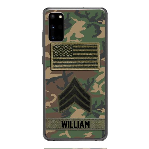 Personalized U.S Army Rank Camo Phone Case 22JAN-DT21