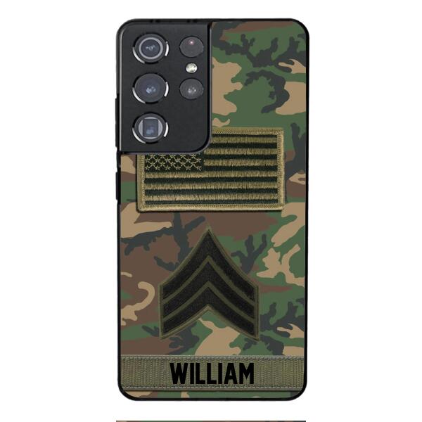 Personalized U.S Army Rank Camo Phone Case 22JAN-DT21