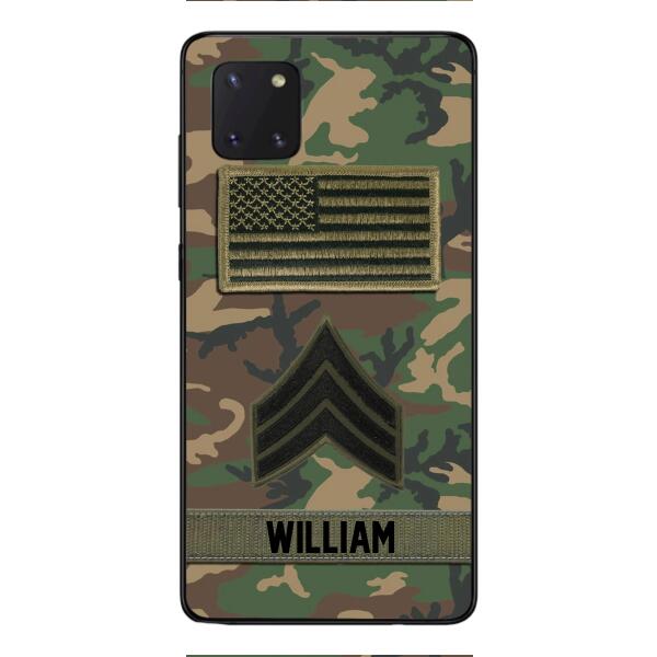 Personalized U.S Army Rank Camo Phone Case 22JAN-DT21