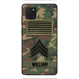 Personalized U.S Army Rank Camo Phone Case 22JAN-DT21