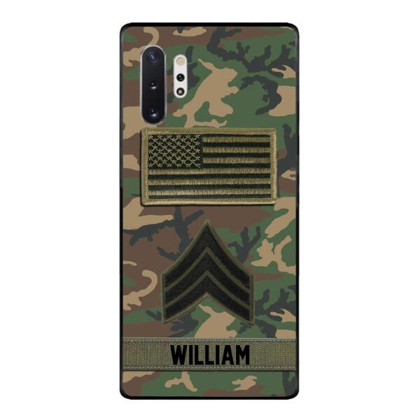 Personalized U.S Army Rank Camo Phone Case 22JAN-DT21