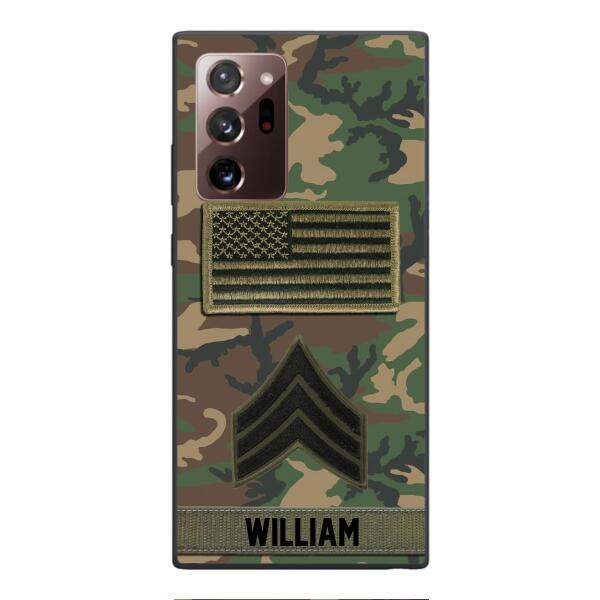 Personalized U.S Army Rank Camo Phone Case 22JAN-DT21