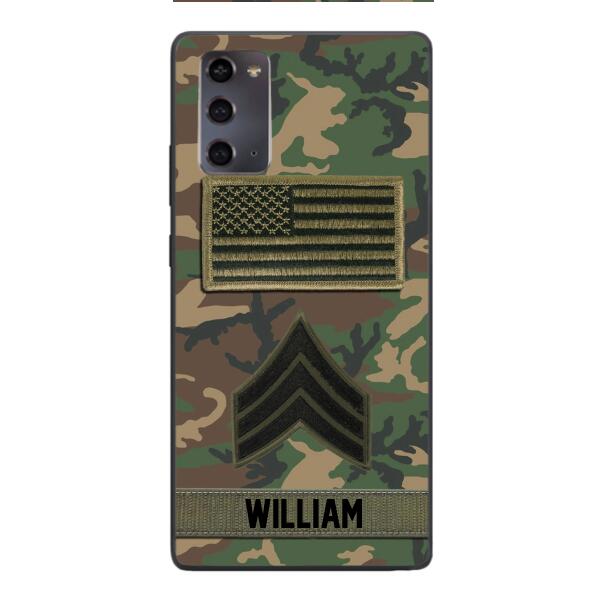 Personalized U.S Army Rank Camo Phone Case 22JAN-DT21