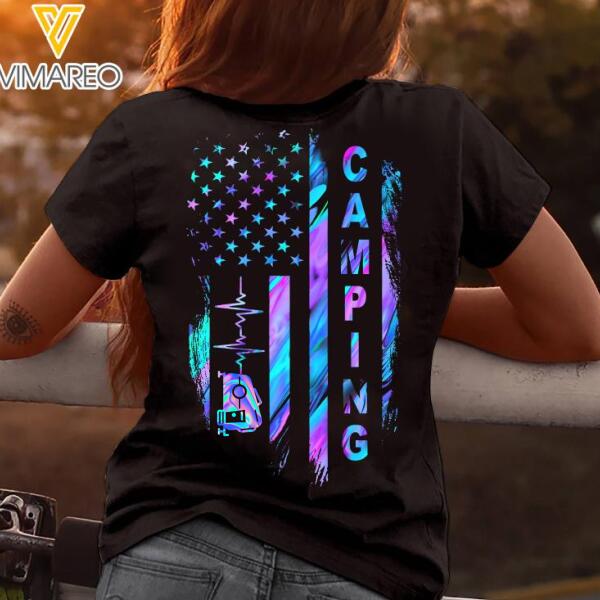 PERSONALIZED CAMPING TIE DYE BLACK TSHIRT TNMQ2201