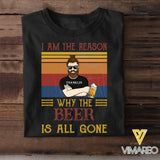PERSONALIZED I AM THE REASON WHY THE DRINKS IS ALL GONE BLACK TSHIRT QTDT2602