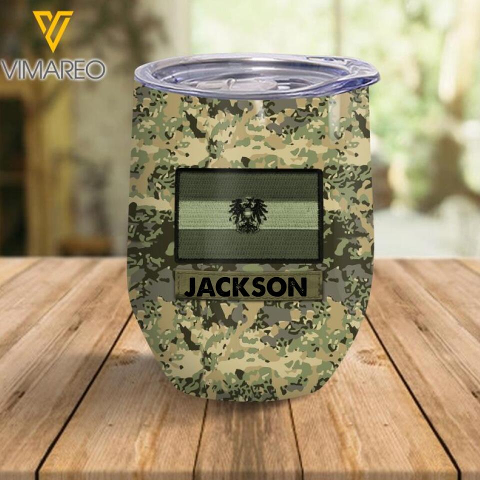 Personalized Austrian Soldier/Veterans Wine Tumbler Printed 22FEB-LN28